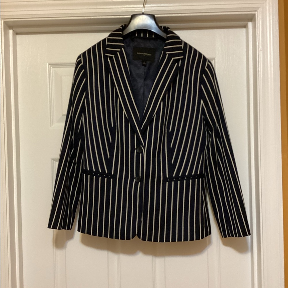 Banana Republic Black and White Striped Blazer
